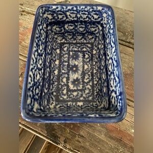 Nantucket Blue Mini Loaf Pan Stoneware Small Baking Dish Farmhouse